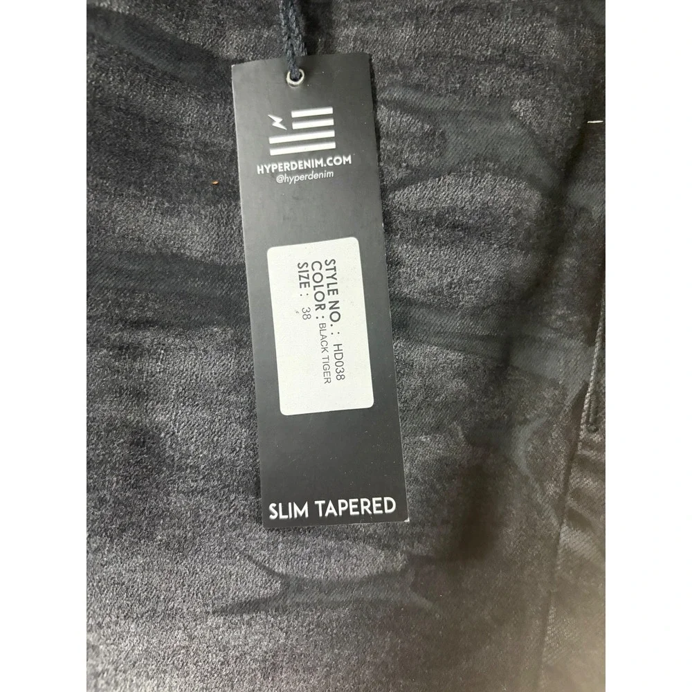 Hyper Denim Black Tiger Distressed Jeans Mens 38 Slim Tapered Streetwear